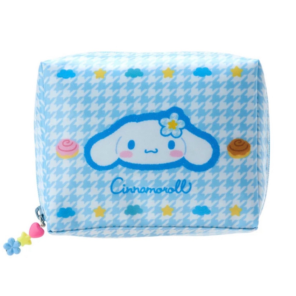 SANRIO Cinnamoroll Blue Zipper Houndstooth Pouch / Cosmetic Bag NIP 🩵✨🩵